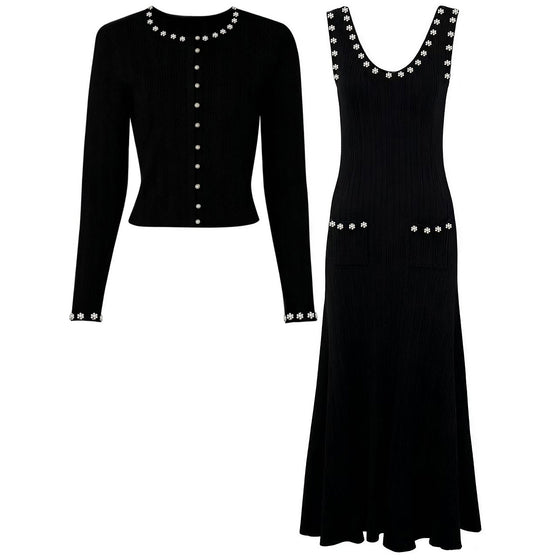 Elegant Knitted Women's Top And Dress Set Women's Sets
