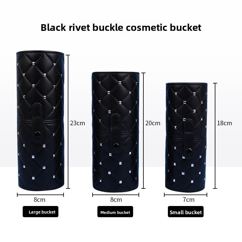 Black studded rivet PU brush holder size chart, large to small