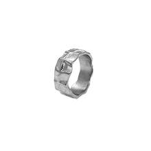 Geometric Wave Texture Stainless Steel Ring
