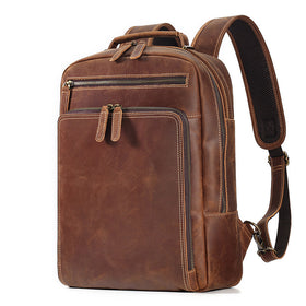 Retro Cowhide Leather Laptop Backpack