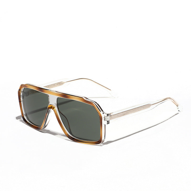 Y2K oversized square sunglasses side view showing flexible TR90 temples