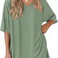 Mint Green milk silk V neck loungewear set, oversized top and matching shorts, size XL