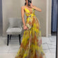 Mesh Print Sling Dress Long Casual Party Wear for Casual Day, Trip, Relaxed Outing with Easy Styling | macro material text...