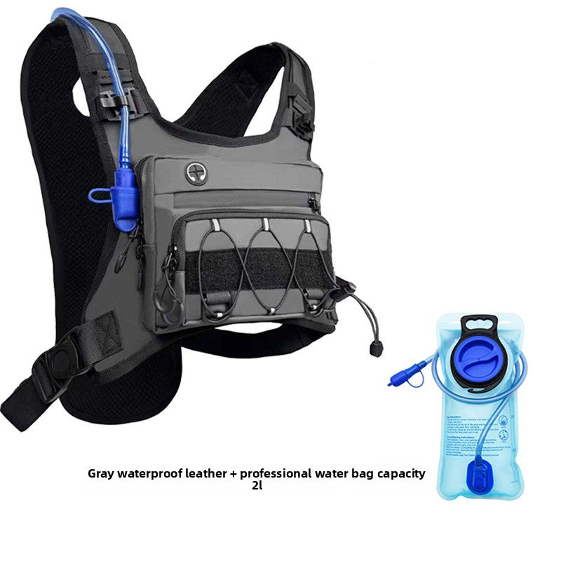 Full harness view of the chest pack with both shoulder straps laid open