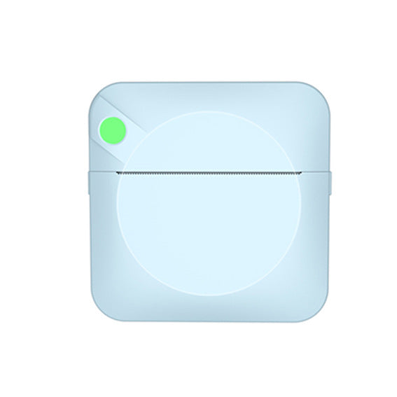 Light blue rounded square thermal printer with a green dot at the top left on a white background, C17 blue option