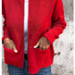 Red zip-front knit cardigan with two patch pockets, size XXXL