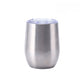 White stemless insulated stainless steel tumbler with a clear press-on lid and an exposed steel rim