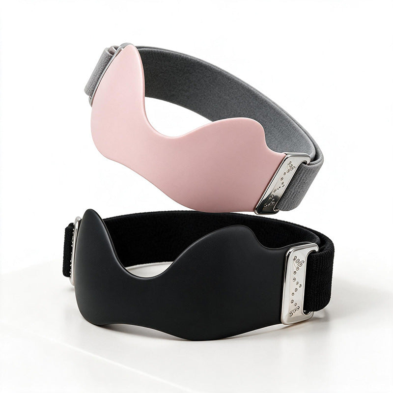 Black and pink silicone knee straps with grey elastic straps stacked on white, pink version not sold as an option