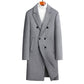 Gray mid-length double breasted wool blend coat on a hanger, option photo for M | US 38 / EU 48