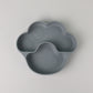 Dark blue gray bear paw plate alone, with a wide pad and a toe section, on a gray background