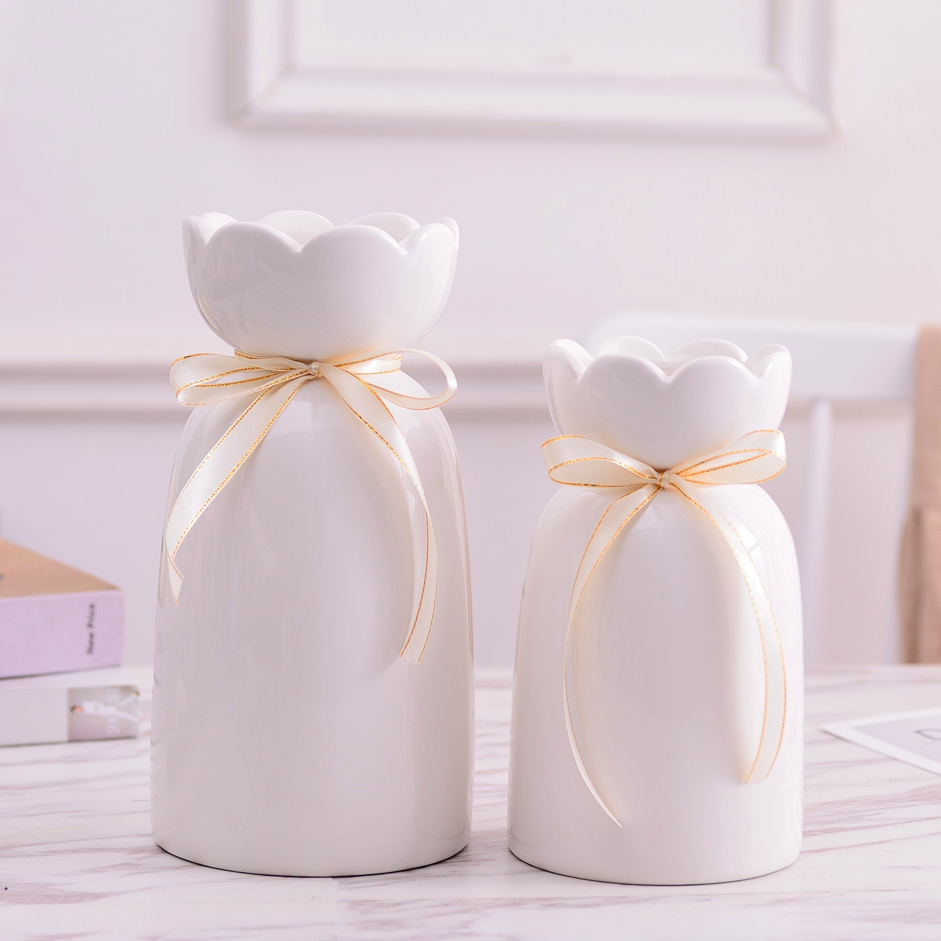 Modern Flower Vase with Marble | top down clean shot