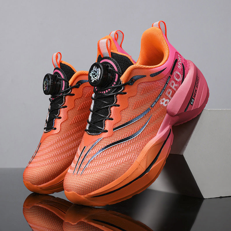 Sole detail of the childrens sneaker showing the grooved flexible rubber tread