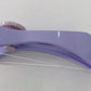 Side view of the curved lilac facial hair remover showing the cotton thread strung under the arc