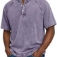 Men's Washed Denim Short Sleeve Henley Shirt