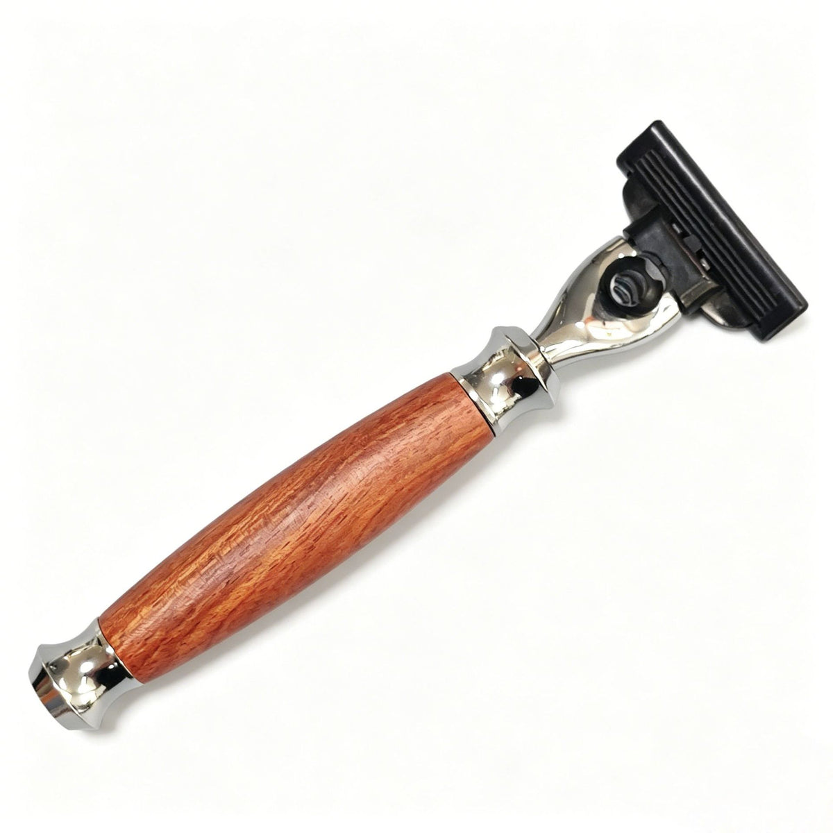 Pivoting cartridge head of the rosewood handle wet shaving razor