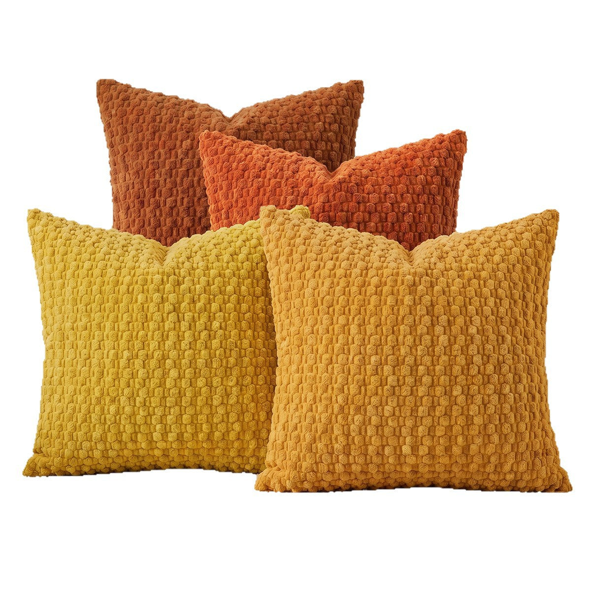 Plush bubble grain cushion cover with an even field of raised loops