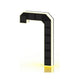 Black and gold solar LED house number sign, one character with a backlit warm outline, solar cells on the face