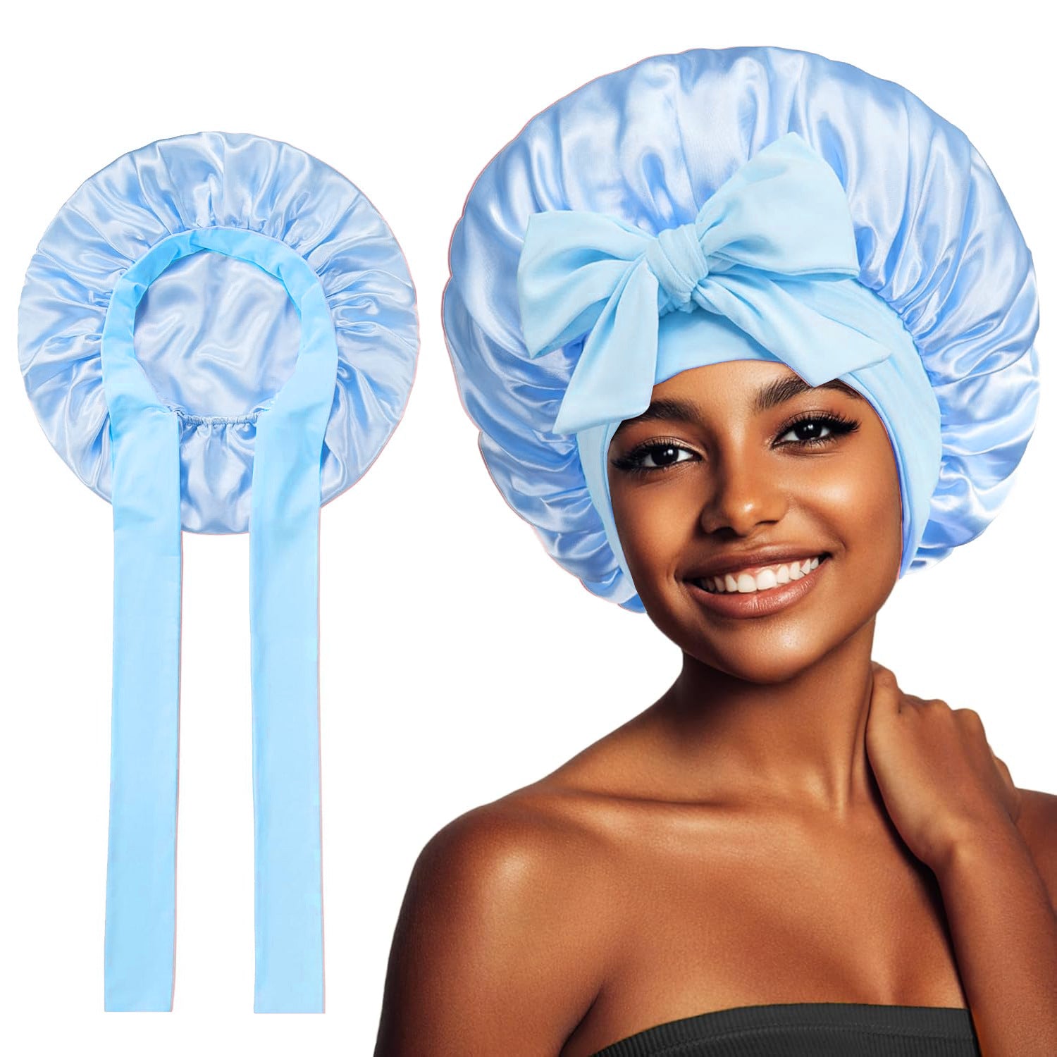 Satin Elastic Nightcap | top down arrangement layout