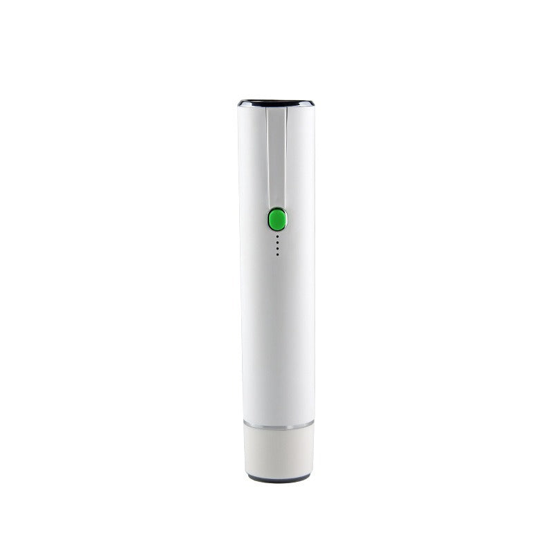 White handheld vacuum sealer with a green button and charge indicator