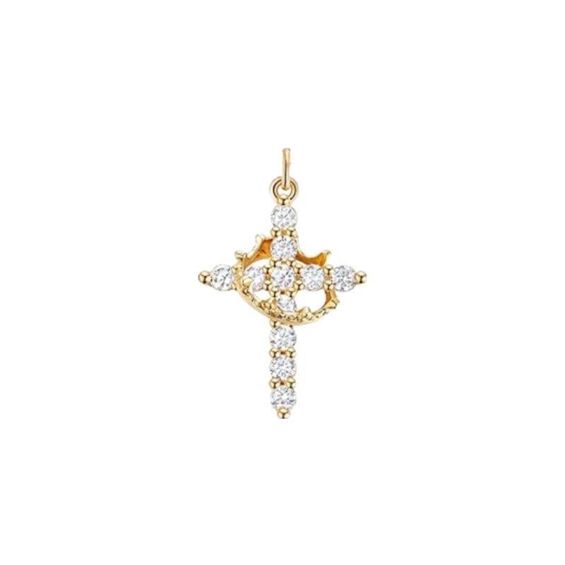 Angled hero shot of the zircon cross pendant necklace