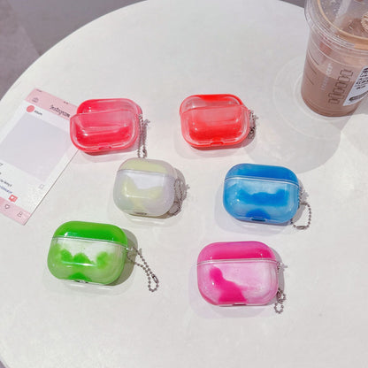 Six luminous AirPods protective covers in glow colours with bead chains
