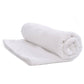 Folded white cleaning towel, 20 x 20 cm option, on a white background