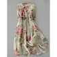 Doll collar floral dress showing the painterly flower print across the full skirt