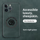 Camera cutout detail on the sheepskin leather dragon iPhone case, raised protective rim