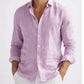 solid Lilac mens long sleeve linen look button up shirt