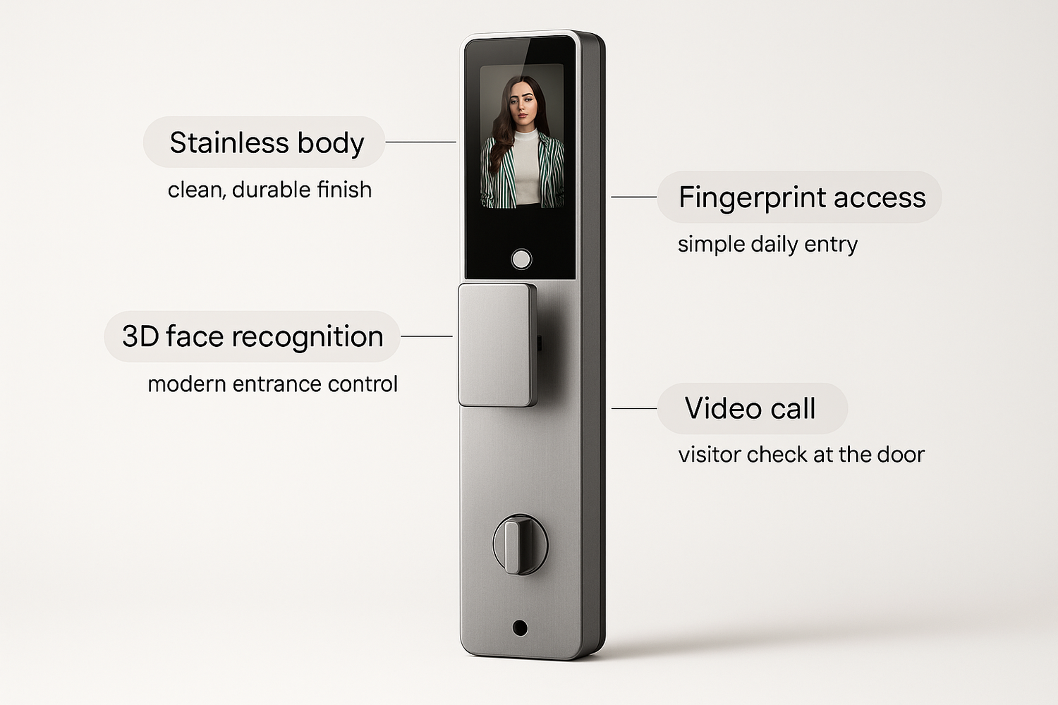 3d face recognition fingerprint smart door lock with video call everyday product for daily tech use commuting a busy wor 5