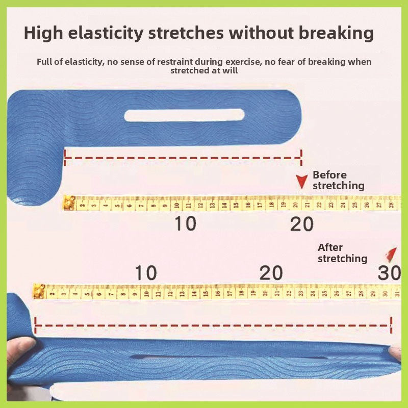 Maker panel measuring a tape strip against a rule before and after stretching