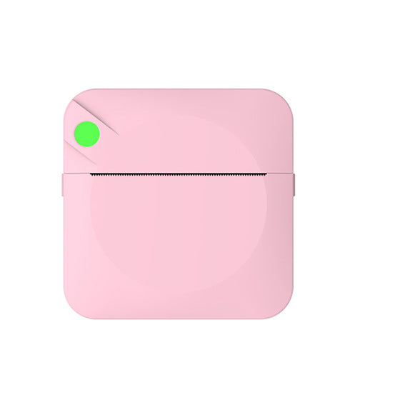 Pink rounded square thermal printer with a green dot at the top left on a white background, C17 pink option