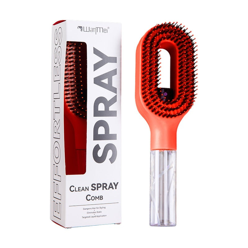 Pump top of the atomizing hair spray comb that releases the water mist