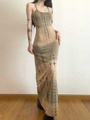 Khaki soft-drape women's dress styled in a relaxed daytime casual look
