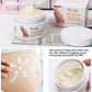 Stretch mark cream jar held in hand to show its 120g size