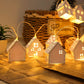 Wooden house LED string lights, Cozy Small House design, option image for 3 m, 20 lamps, battery box, twinkle