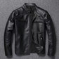 Black stand collar moto jacket with zip pockets, Black Stand Collar Quilted M option photo
