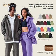 Heavyweight Fleece-Lined Solid Zip-Up Hoodie