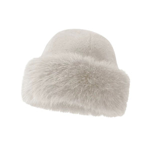 Winter Warm Imitation Fur Bucket Hat | front view product hero shot
