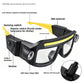 Wearable LED light glasses with clear lenses and yellow accent temples
