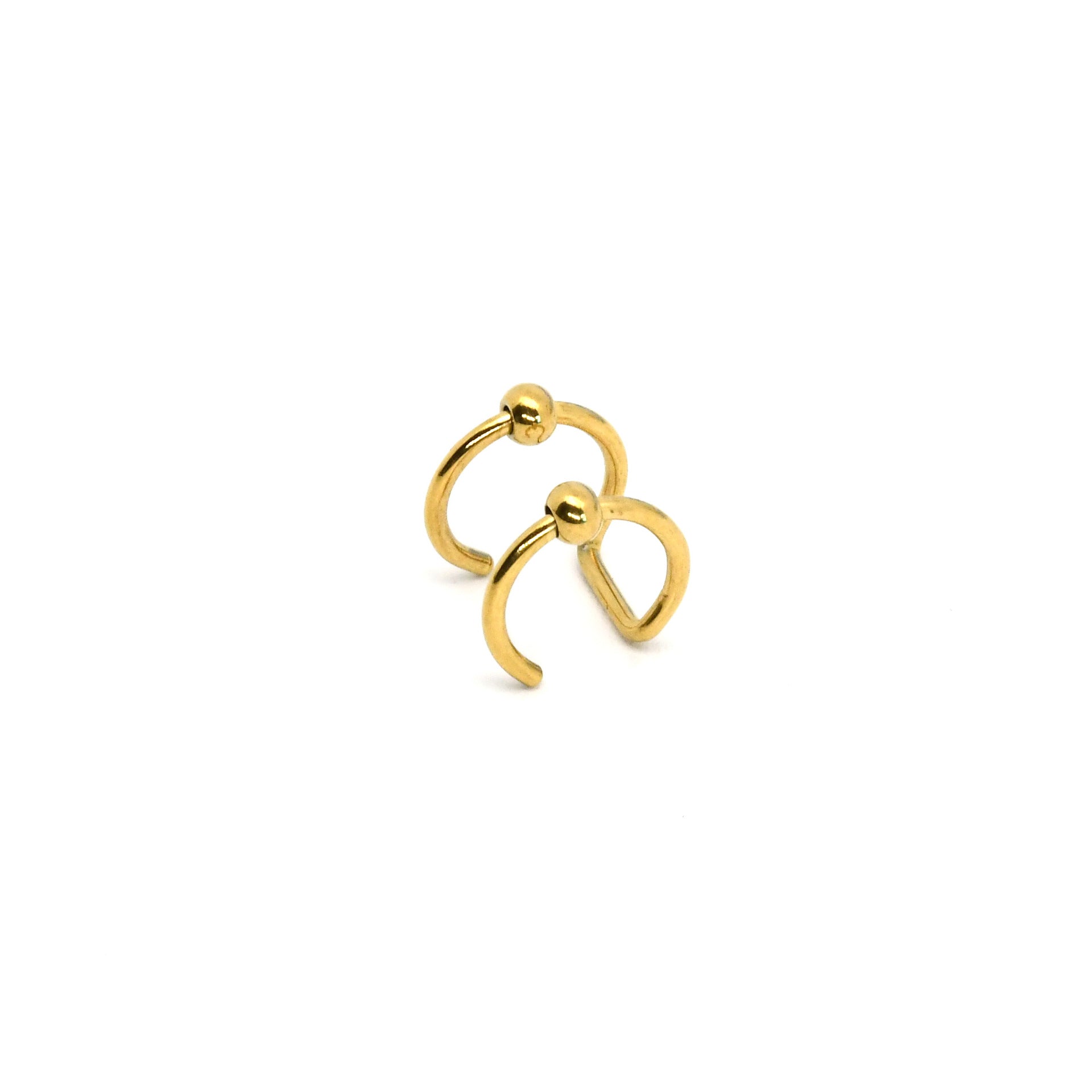 Gold ear cuff with tiny cross detail, non pierced clip on style