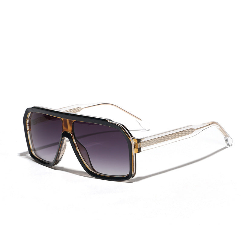 Y2K square retro sunglasses glossy black frame with grey tinted lens