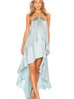 Jade Green sleeveless dress with asymmetrical hem, front view on a clean studio background