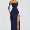 One Shoulder Bodycon Evening Dress For Casual Day Trip Relaxed Outing With Easy - Navy Blue