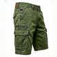 Washed cotton denim mens cargo shorts, detail of the metal D ring at the hip
