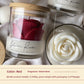 Red rose candle in a glass jar, 7 cm wide and 8.5 cm high, Red option with rose scent