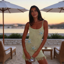 Womens Starfish Fringe Knit Cami Dress