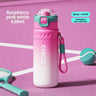 630ml Raspberry-Pink-White / Cup With Carry Strap Brush StrawBrush