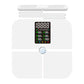 White Bluetooth body fat scale from above with its handheld grip bar and color display