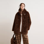 Faux Shearling Winter Coat | mid-length hem reference shot